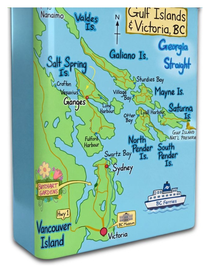 A 100-piece children's tin puzzle showing an illustrated map